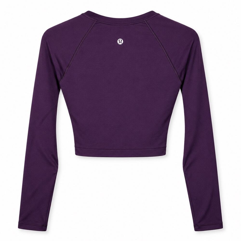 Lululemon Purple Long Sleeve Cropped Workout Top Thumbholes Size 4